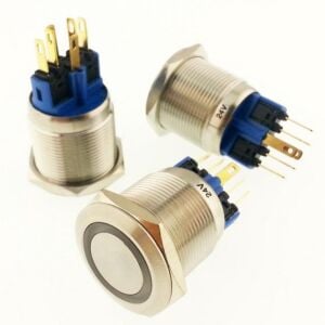 Onpow Anahtar Yuvarlak Metal Su Geçirmez Turuncu 22mm 24V Halka Led'li No:76