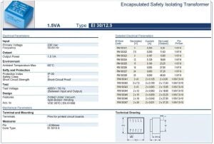 Trafo El-Kom 1,5VA 0-12V mavi  RN 130324
