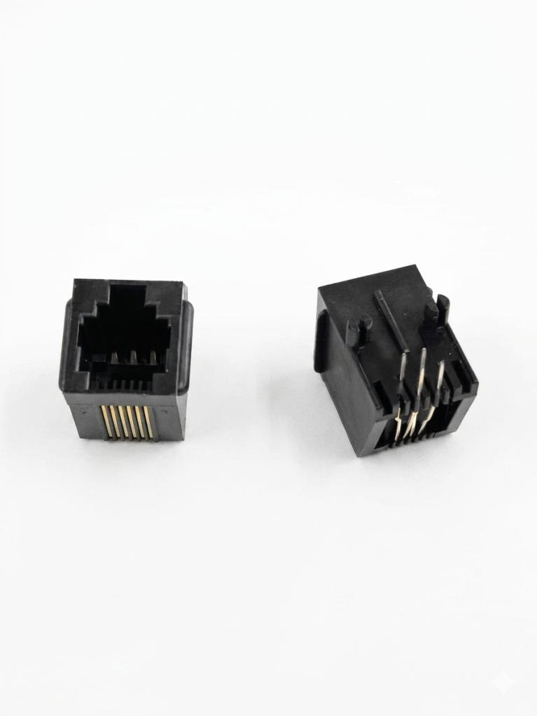 TELEFON  KONNEKTÖRÜ  6P/6C  90°  DERECE  PCB  TİPİ   DİŞİ   UZUN TİP....