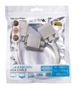 S-link VGA152  Kablo Erkek / Dişi + Dişi 20 Cm  Y Tip Çoklayıcı Adaptör