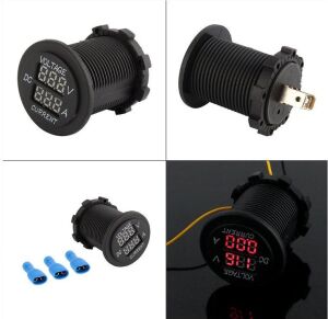 Ampermetre & Voltmetre Kırmızı 6 ~ 30V /  0 ~ 10A Yuvarlak Panel Tip