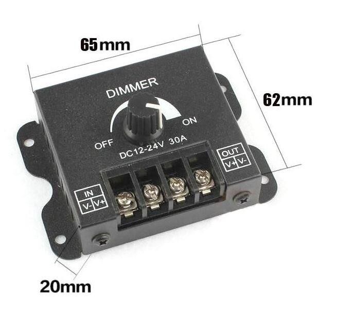 Led Dimmer Kontrol Tek Renk Şerit Ledler için  POT lu DC 12-24V 30A Manuel Kontrol