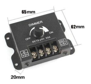 Led Dimmer Kontrol Tek Renk Şerit Ledler için  POT lu DC 12-24V 30A Manuel Kontrol
