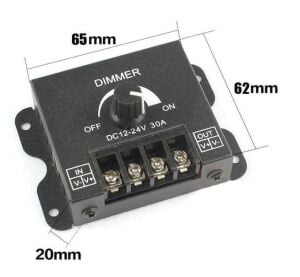 Led Dimmer Kontrol Tek Renk Şerit Ledler için  POT lu DC 12-24V 30A Manuel Kontrol