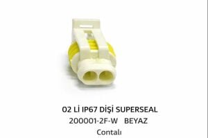 02 Lİ  IP67  DİŞİ  SUPERSEAL   200001-2F-W BEYAZ   ( Pimsiz ve Contasız )