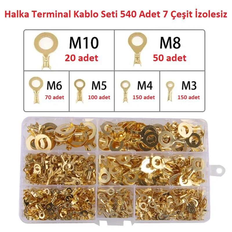 Halka Terminal Kablo Seti 540 Adet 6 Çeşit İzolesiz