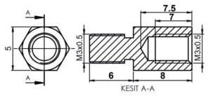DİSTANS  METAL  8 mm YÜKSELTEC metrik3  AK-YP-508