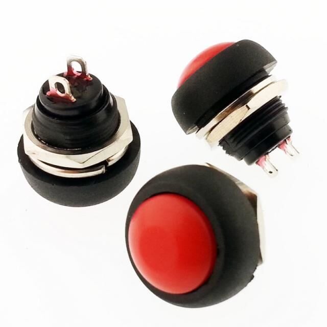 Buton Kırmızı Yuvarlak 12mm Ø PBS33B / IC-184 ( Yaylı Tip )