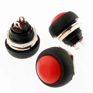 Buton Kırmızı Yuvarlak 12mm Ø PBS33B / IC-184 ( Yaylı Tip )