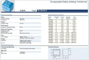 Trafo El-Kom 2,8 VA 2x7,5V  Mavi  RN 130642