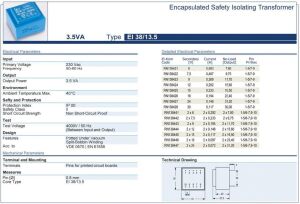 Trafo El-Kom 3,5VA 0-15V mavi RN138425  0,233 Miliamper