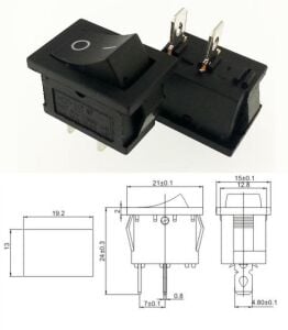 Anahtar Küçük Siyah On Off Işıksız 2 Pin 6a 250v Kcd1-2 / Ic-120 ( Kalıcı Tip)