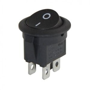 Anahtar Yuvarlak Siyah On Off Işıksız 4 Pin 6a 250v Kcd1 / Ic-133-4 ( Kalıcı Tip )