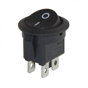 Anahtar Yuvarlak Siyah On Off Işıksız 4 Pin 6a 250v Kcd1 / Ic-133-4 ( Kalıcı Tip )