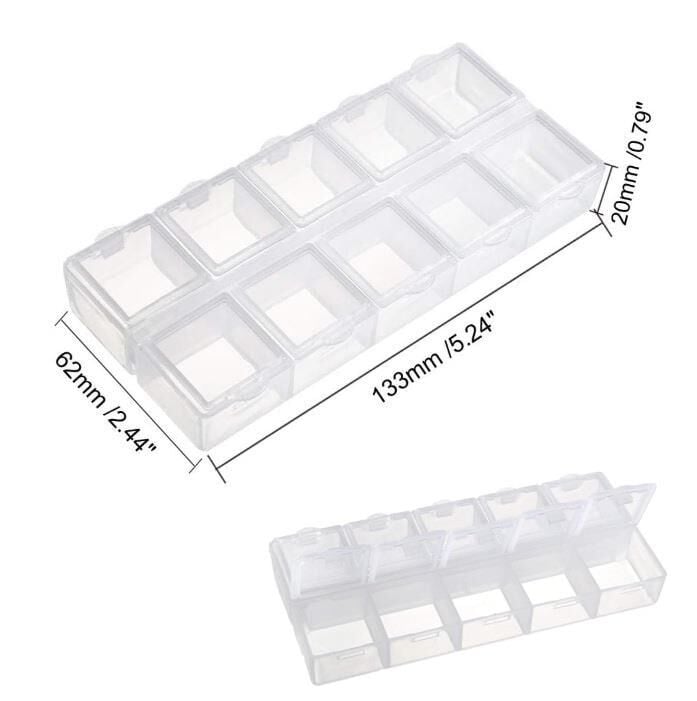 Organizer Malzeme Kutusu 10 Bölmeli Şeffaf PBB040-17 (#22) Setbox 130x55x20mm