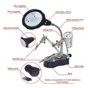 TE-801 Mini Led Işıklı Büyüteçli 3,5x Mercekli Havya Sehpası 3. EL