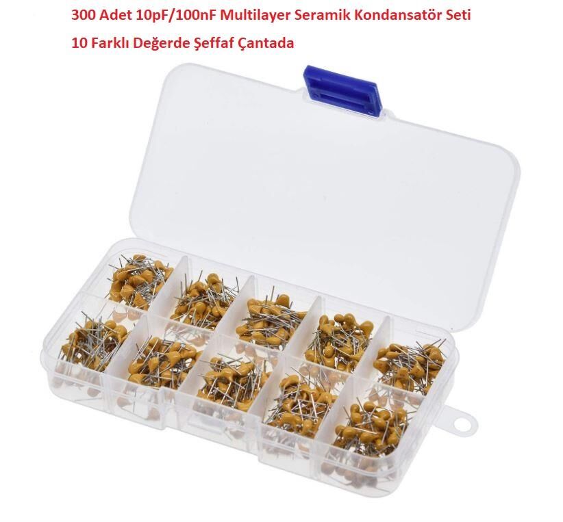 Genel Markalar 300 Adet 10pF/100nF Multilayer Seramik Kondansatör Seti 10 Farklı