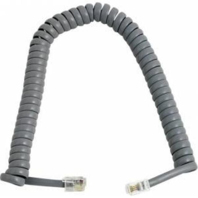 Gri Spiralli Telefon Ahize Kablosu 4P4C