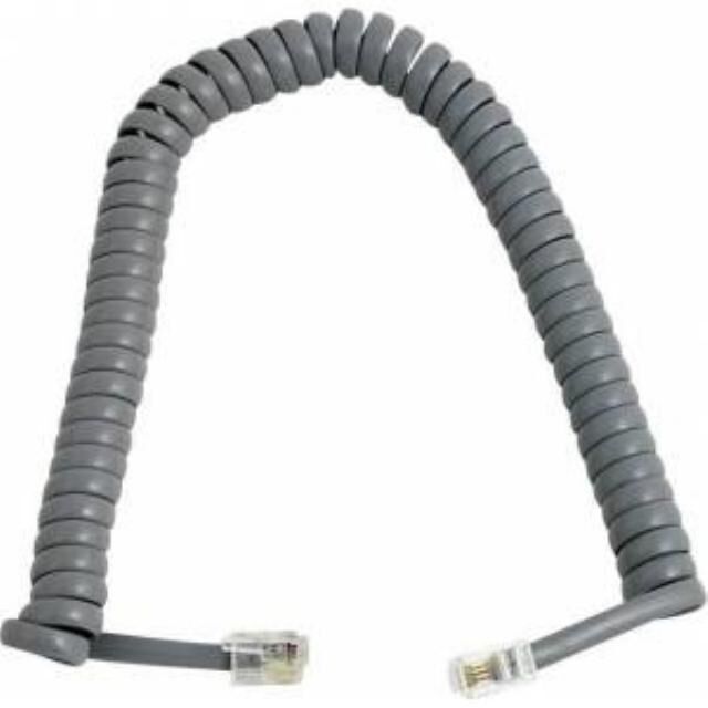 Gri Spiralli Telefon Ahize Kablosu 4P4C