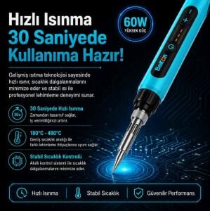 BAKON BK605D 60W Dijital Ekranlı Kalem Havya