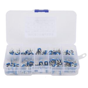 100 Adet 500R/1MR Trimpot Potansiyometre Seti Dik RM065 10 Çeşit Şeffaf Çantada