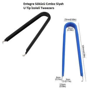 Entegre Sökücü Cımbız Siyah U Tip İzoleli Tweezers 105mm