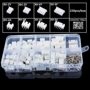 230 Adet Xh2,54 Jst Konnektör Seti 2,54mm 2-5 Pim Takım 4 Çeşit Şeffaf Çantada