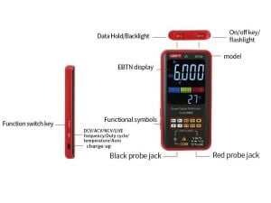 Unı-t UT 122 True Rms Cep Tip Akıllı Dijital Multimetre Ncv/Live 600v Ac/Dc