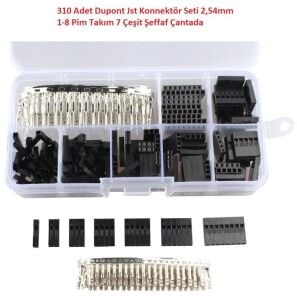 310 Adet Dupont Jst Konnektör Seti 2,54mm 1-8 Pim Takım 7 Çeşit Şeffaf Çantada
