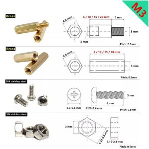 120 Adet M3 Metal Distans Vida Somun Seti Aralıyıcı Stand off 10 Çeşit Şeffaf Çantada