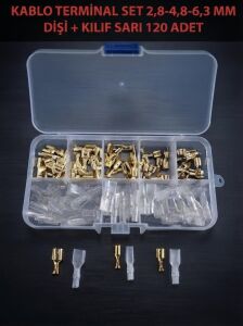 Kablo Terminal Set 2,8-4,8-6,3 mm Sarı Dişi + Kılıf 120 Adet