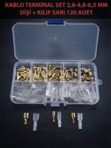 Kablo Terminal Set 2,8-4,8-6,3 mm Sarı Dişi + Kılıf 120 Adet