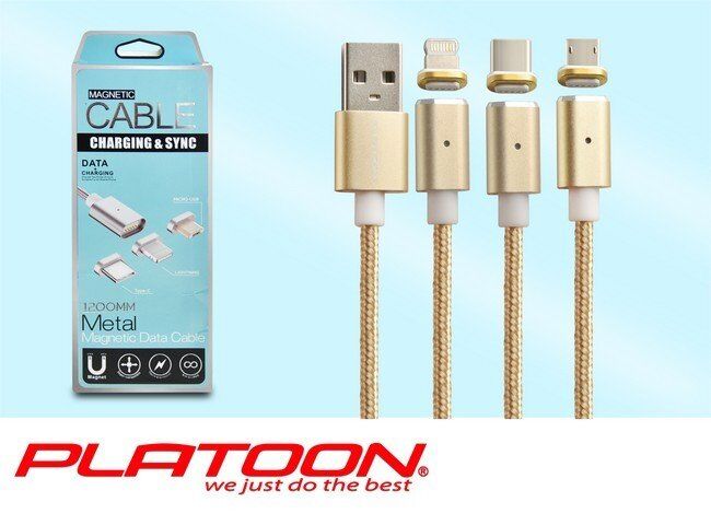 Platoon PL-8804 Mnyetik 3İN1 Şarj, Data Kablosu Android, İphone ,