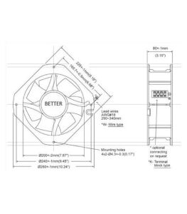 Fan 220v Metal Kanat  225x225x80  Better  FZY22580 HA2BL