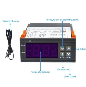 Stc-1000 AC 110-220V 10a Lcd Ekran Sıcaklık Kontrol Termostatı Ntc Problu