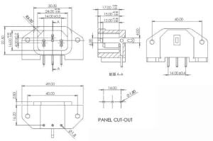 POWER ŞASE Tip ERKEK ZGCY  SP-864  90° PCB LEHİM Tip KULAKLI BAĞLANTI