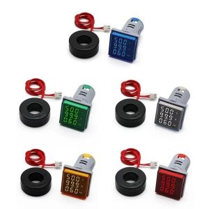 Dijital Voltmetre / AC Ampermetre / Hertz metre 22mm Kare Yeşil (20-500v/0-100a/0-99hz)