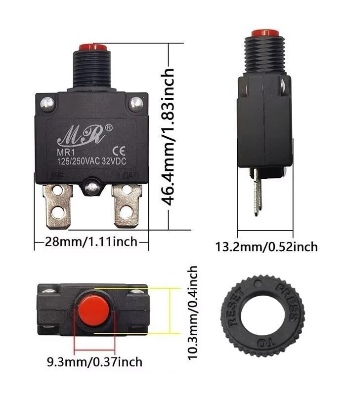 Resetli Termik Sigorta 12 Amper 125/250v Ac 32v Dc IC-271S (MR-1)