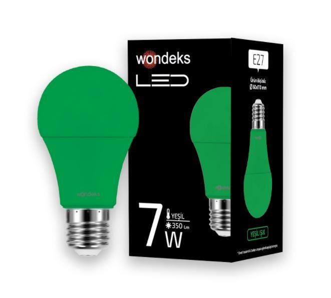 LED AMPUL E27 220V 7W 350LM  YEŞİL  WONDEKS