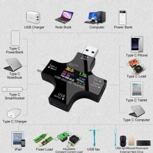 Powermaster PM-26611 USB / Type-C Dijital Tester Voltmetre Ampermetre Multimetre Ve Otg Test Cihazı