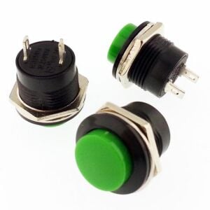 Buton Yeşil Yuvarlak 16mm Ø R13-507 / IC-180A ( Yaylı Tip )