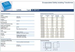 Trafo El-Kom 3,5VA 2x6V mavi RN138441  2x292 mA