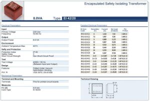 Trafo El-Kom  8VA  2x9V Mavi RN142443  2x444 mA