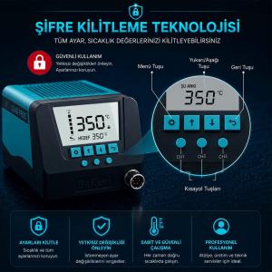 Bakon BK90 90w İntelligent Isı Ayarlı Havya İstasyonu