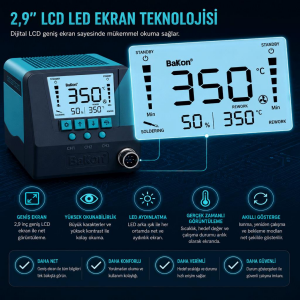 Bakon BK90 90w İntelligent Isı Ayarlı Havya İstasyonu