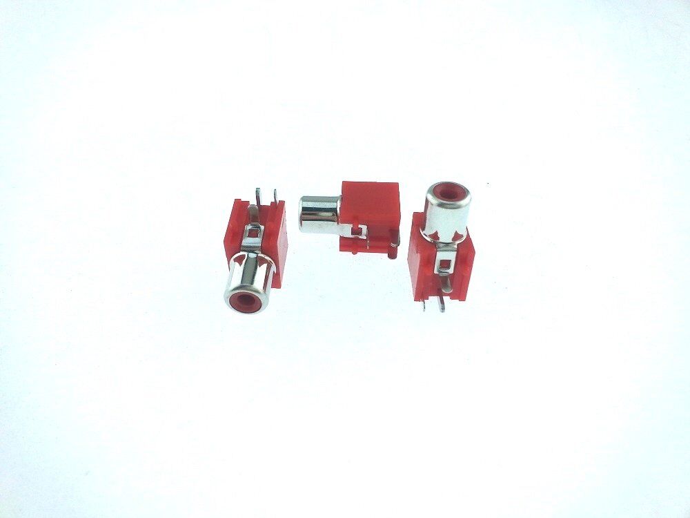 RCA DİŞİ PCB Tip AV-5 KIRMIZI 90° TEKLİ 3  PİN