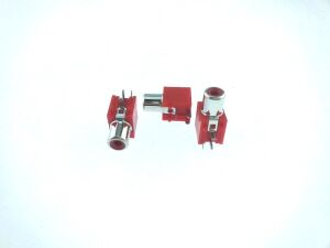 RCA DİŞİ PCB Tip AV-5 KIRMIZI 90° TEKLİ 3  PİN
