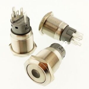 Onpow Anahtar Yuvarlak Metal Su Geçirmez Kırmızı 19mm 12V/24V  Nokta Led'li No:4