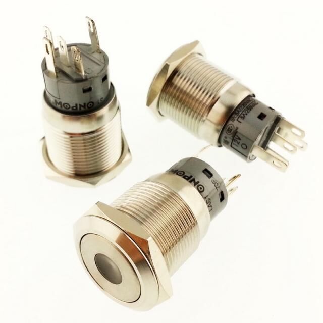 Onpow Anahtar Yuvarlak Metal Su Geçirmez Turuncu 19mm 12V/24V Nokta Led'li No:50