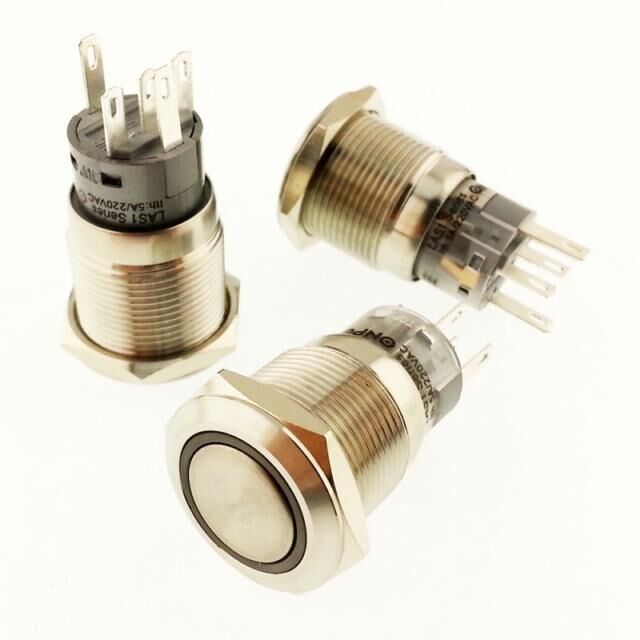Onpow Anahtar Yuvarlak Metal Su Geçirmez Kırmızı 19mm 12V/24V Halka Led'li No:1